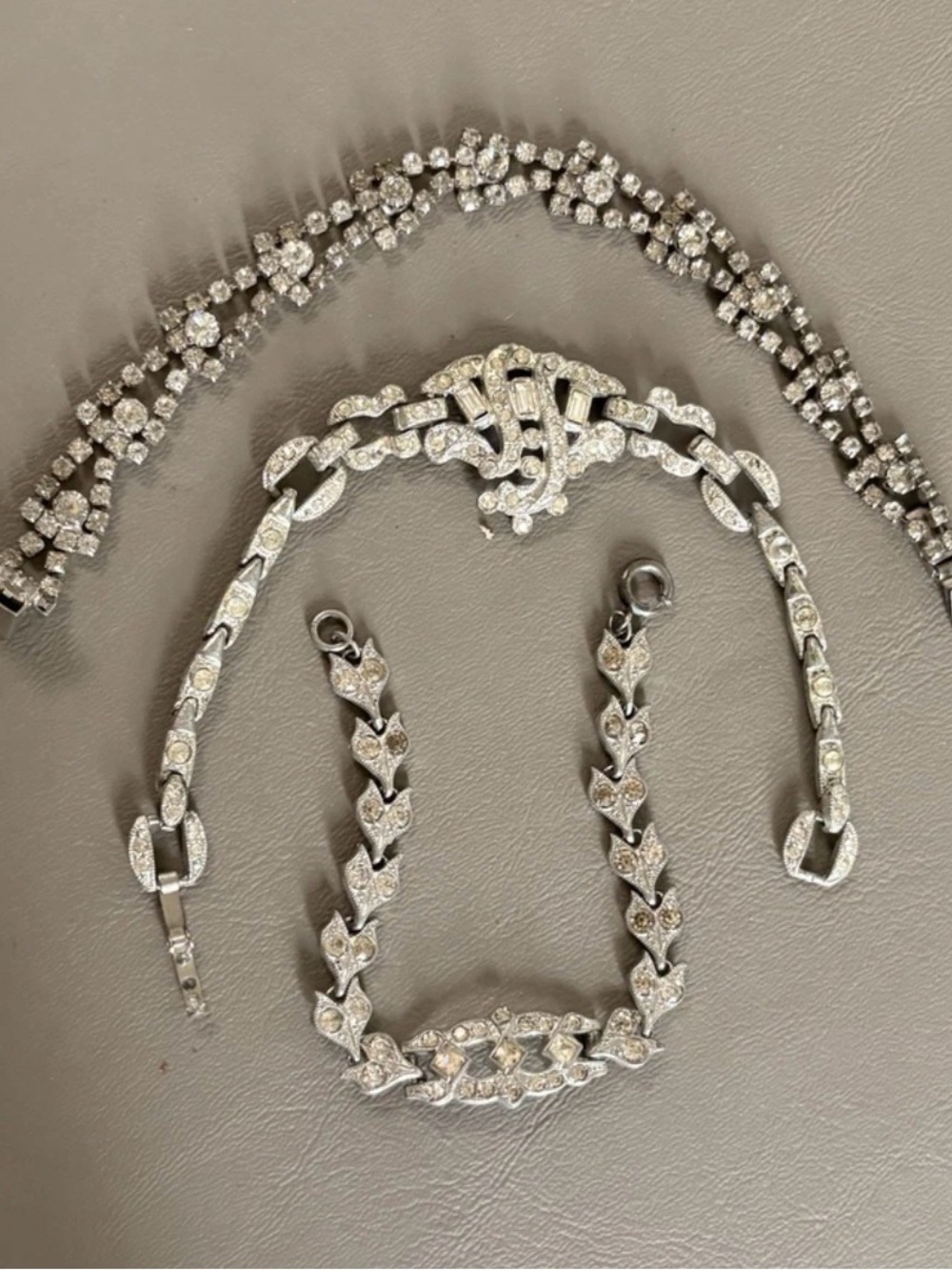 Crystal-Accented Silver Tone Bracelet Set - Sparkling White